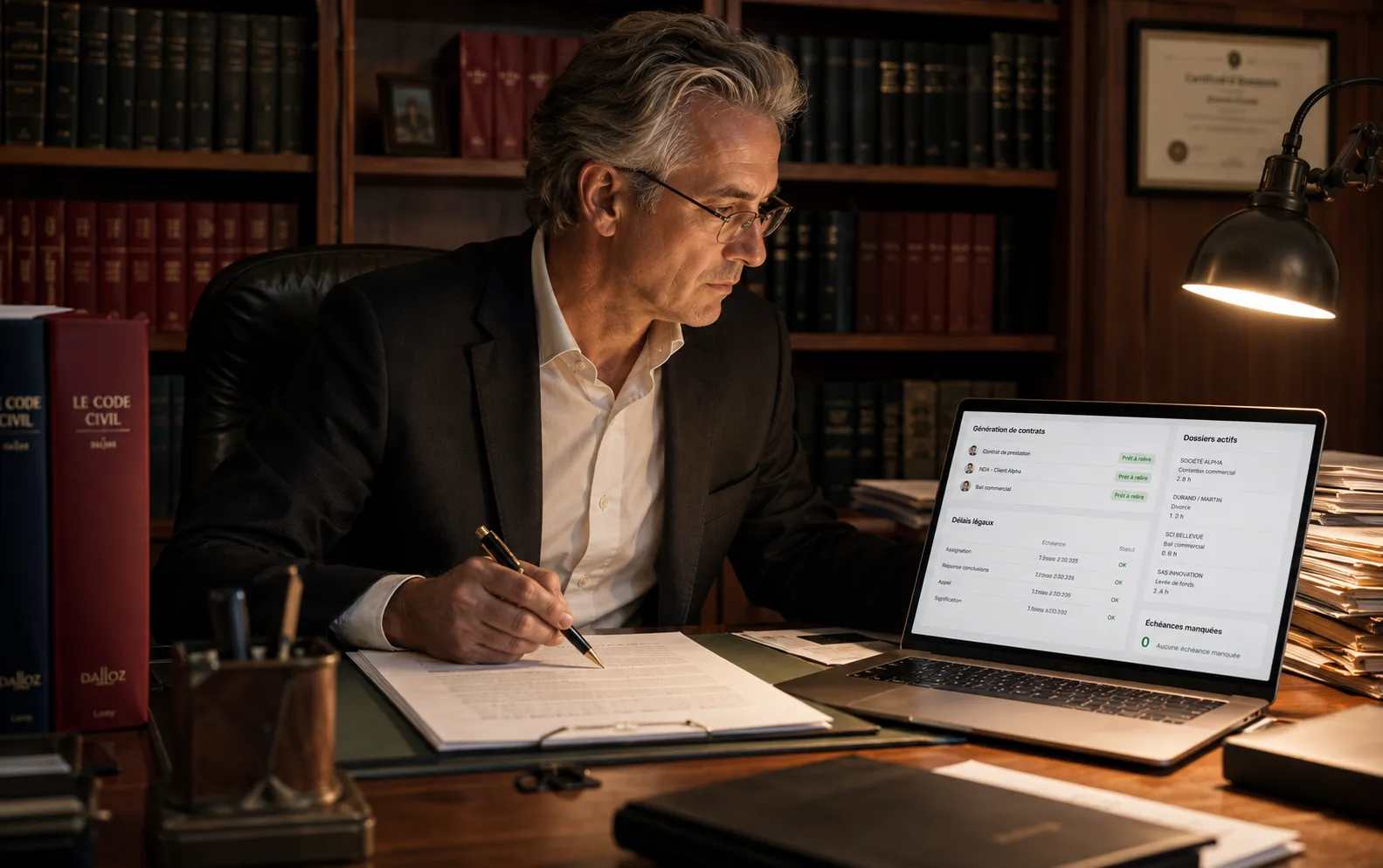 Lawyer reviewing an AI-generated contract